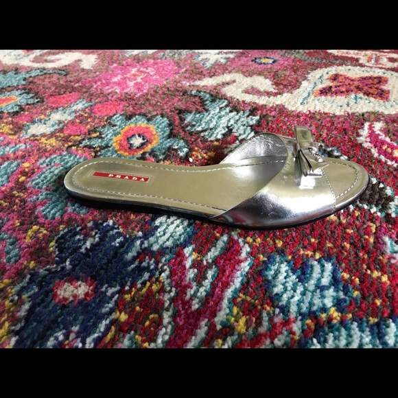 Prada Metallic Slides w/Bow - Picture 4 of 7